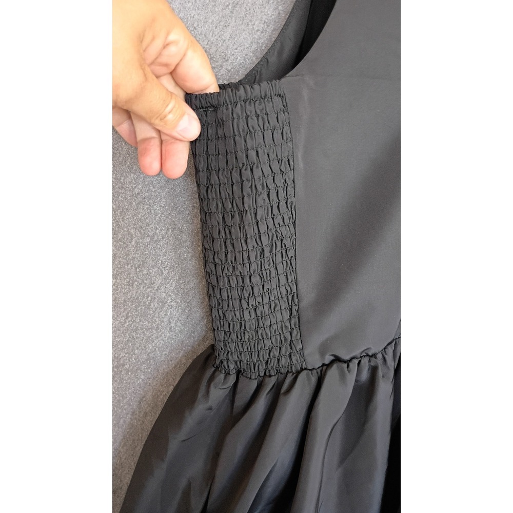 Old Navy The Occasion Black Taffeta Tie Shoulder Mini Dress 2X Coquette Pockets - Picture 9 of 11